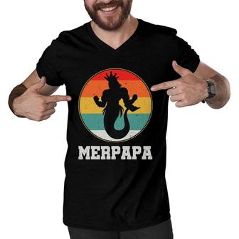 Merdpapa Security Merman Mermaid Daddy Fish Father's Day Men V-Neck Tshirt | Mazezy