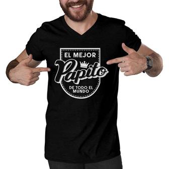 Mes El Mejor Papito De Todo El Mundo Spanish Dad Fathers Day Men V-Neck Tshirt | Mazezy