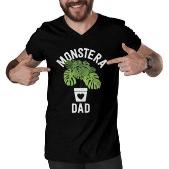 Monstera Dad Plant Dad Gifts Plant Daddy Fathers Day Men V-Neck Tshirt | Mazezy