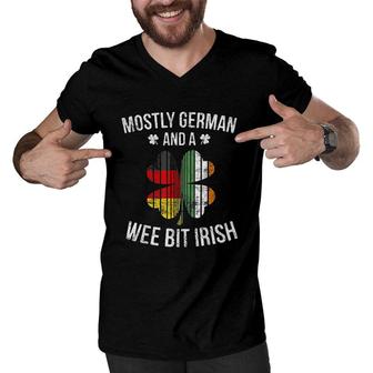 Mostly German Wee Bit Irish Funny Germany Patrick Day Gifts Men V-Neck Tshirt - Seseable
