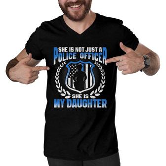 My Daughter Is A Brave Police Officer - Proud Police Mom Dad Men V-Neck Tshirt | Mazezy