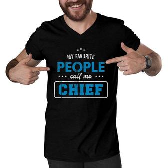 My Favorite People Call Me Chief Vintage Grandpa Men V-Neck Tshirt | Mazezy