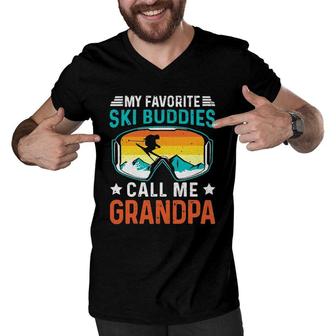 My Favorite Ski Buddies Call Me Grandpa Men V-Neck Tshirt | Mazezy