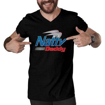 Natty Daddy On Back Funny Father's Day Men V-Neck Tshirt | Mazezy