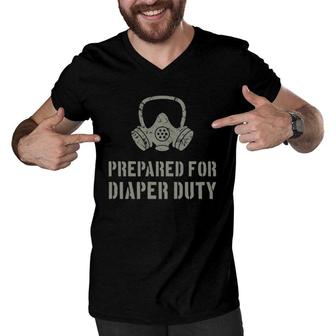 New Dad Prepared For Diaper Duty Funny Men V-Neck Tshirt | Mazezy