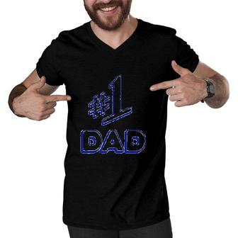 Number 1 Dad Lovers Men V-Neck Tshirt | Mazezy