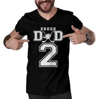 Number 2 Custom Proud Hockey Dad Personalized Men V-Neck Tshirt | Mazezy