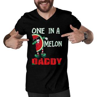 One In A Melon Daddy Dabbing Watermelon Men V-Neck Tshirt | Mazezy