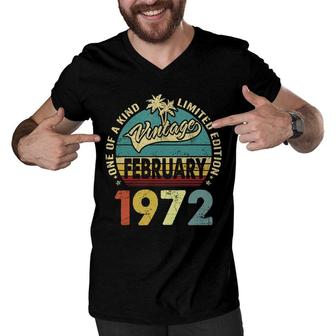 One Of A Kind Awesome Vintage February 1972 50Th Birthday Gift Men V-Neck Tshirt - Seseable