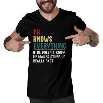 Pa Know Everything Funny Father's Day Gift For Grandfather Men V-Neck Tshirt | Mazezy