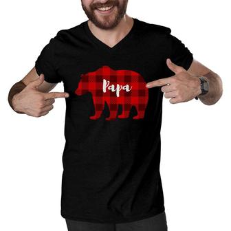 Papa Bear Clothing Mens Gifts Father Parents Family Matching Men V-Neck Tshirt | Mazezy