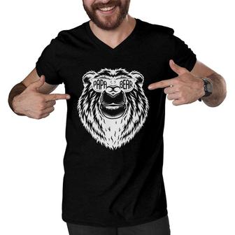 Papa Bear Lover Father's Day Men V-Neck Tshirt | Mazezy