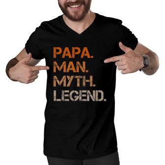 Papa Pa The Man The Myth The Legend Dad Gifts Men V-Neck Tshirt | Mazezy