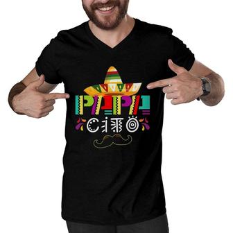 Papacito Mexican Sombrero Cinco De Mayo Father Day Dad Men V-Neck Tshirt | Mazezy