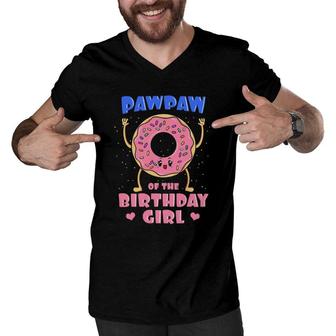 Pawpaw Of The Birthday Girl Donut Bday Party Grandfather Men V-Neck Tshirt | Mazezy