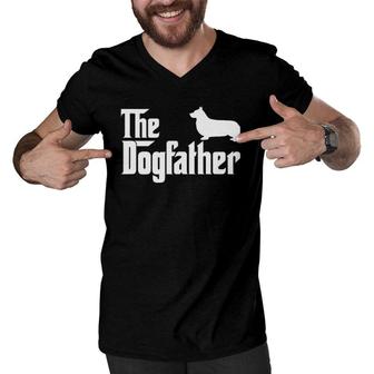 Pembroke Welsh Corgi The Dogfather Men V-Neck Tshirt | Mazezy