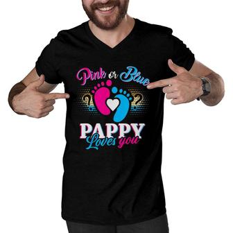 Pink Or Blue Pappy Loves You Mothers And Fathers New Pappy Men V-Neck Tshirt | Mazezy