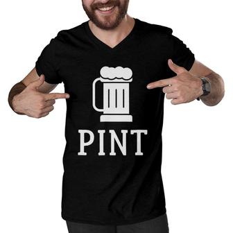 Pint Half Pint Matching S Beer Glass Father's Day Gift Men V-Neck Tshirt | Mazezy