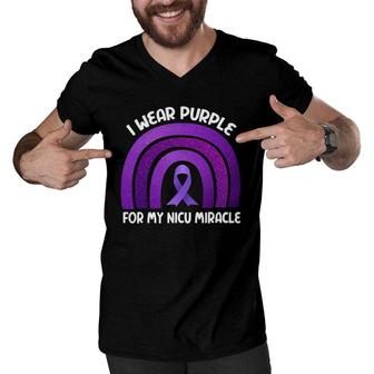 Prematurity Awareness I Wear Purple Nicu Dad Preemie Mom Men V-Neck Tshirt | Mazezy