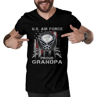 Pride Us Army I'm A Proud Air Force Grandpa Men V-Neck Tshirt | Mazezy