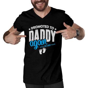 Promoted To Daddy Again 2022 It's A Boy Baby Announcement Men V-Neck Tshirt | Mazezy