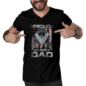 Proud Air Force Dad Military Family Father's Day Men V-Neck Tshirt | Mazezy