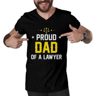 Proud Dad Of A Lawyer Scales Of Justice Fathers Gift Men V-Neck Tshirt | Mazezy