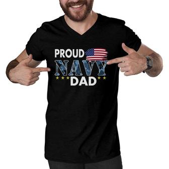 Proud Dad Of A Navy Sailor Men V-Neck Tshirt | Mazezy