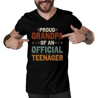 Proud Grandpa Of Official Teenager 13Th Birthday 13 Years Old Men V-Neck Tshirt | Mazezy UK