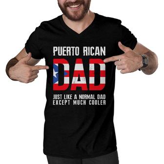 Puerto Rican Dad Like Normal Except Cooler Men V-Neck Tshirt | Mazezy