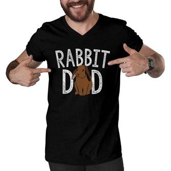 Rabbit Dad Bunny Lovers Animal Pet Owners Daddy Gift Men V-Neck Tshirt | Mazezy