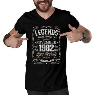 Retro Birthday Legends Were Born In 1982 November Men V-Neck Tshirt - Seseable