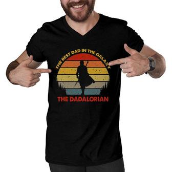 Retro The Dadalorian Graphic Father's Day Tees Vintage Best Men V-Neck Tshirt | Mazezy