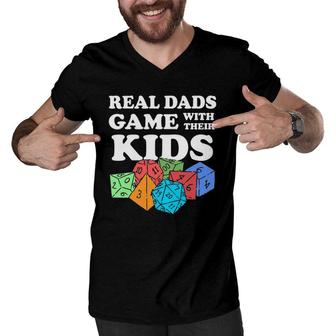 Role Playing Dad Gift Real Dads Game With Their Kids Men V-Neck Tshirt | Mazezy