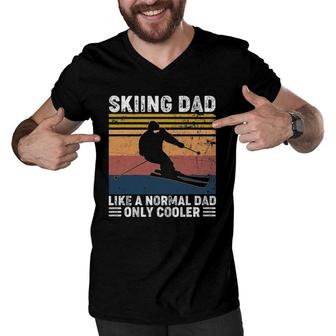 Skiing Dad Like A Normal Dad Only Cooler Vintage Men V-Neck Tshirt | Mazezy