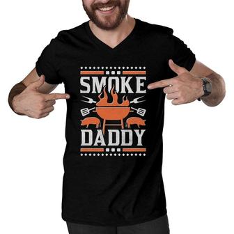Smoke Daddy Funny Dad Bbq Men V-Neck Tshirt | Mazezy