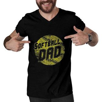Softball Dad Fastpitch Men V-Neck Tshirt | Mazezy