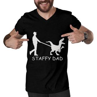 Staffy Dad Mug Men V-Neck Tshirt | Mazezy