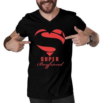Super Boyfriend Superhero Gift Mother Father Day Men V-Neck Tshirt | Mazezy