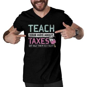 Taxation Is Theft Ice Cream Gift Mom Dad Freedom Capitalism Men V-Neck Tshirt | Mazezy
