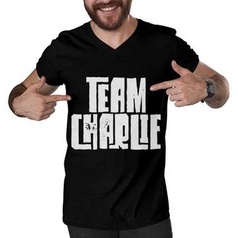 Team Charlie Son Dad Husband Grandson Sports Family Group Men V-Neck Tshirt | Mazezy