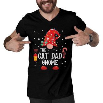 The Cat Dad Gnome Matching Family Christmas Gnome Pajama Men V-Neck Tshirt | Mazezy