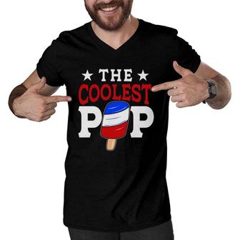 The Coolest Pop Red White Blue Popsicle Father's Day Funny Gift Men V-Neck Tshirt | Mazezy
