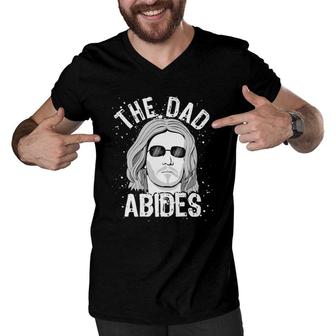 The Dad Abides Coll Shades Men V-Neck Tshirt | Mazezy