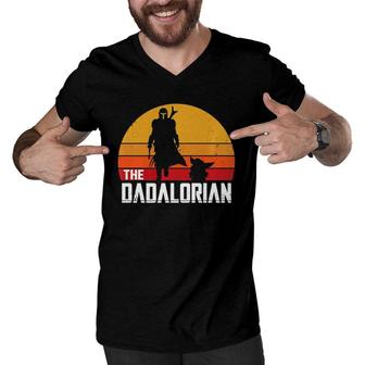 The Dadalorian Father's Day Retro Vintage Father's Day Gift Men V-Neck Tshirt | Mazezy