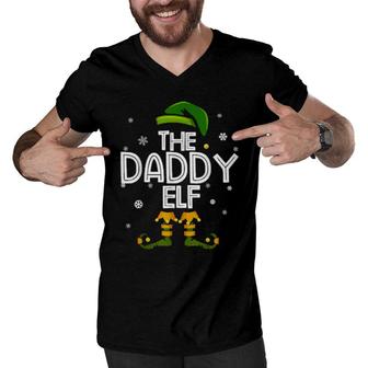 The Daddy Elf Family Matching Group Christmas Pajama Men V-Neck Tshirt | Mazezy