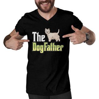 The Dogfather West Highland White Terrier Funny Dog Owner Men V-Neck Tshirt | Mazezy