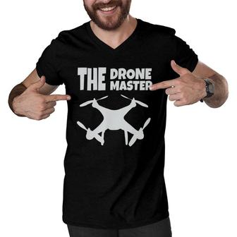 The Drone Mastergift Flying Drones Pilot Dad Son Men V-Neck Tshirt | Mazezy