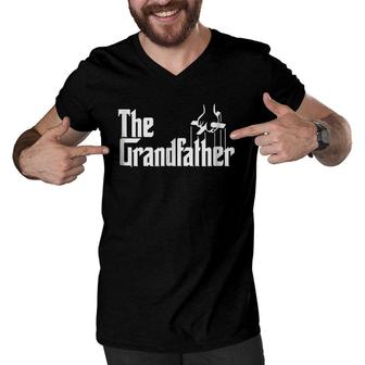 The Grandfather Funny Father's Day Godfather Fitted V-Neck Men V-Neck Tshirt | Mazezy