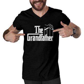 The Grandfather Funny Mobster Mafia Grandpa Granddad Men V-Neck Tshirt | Mazezy